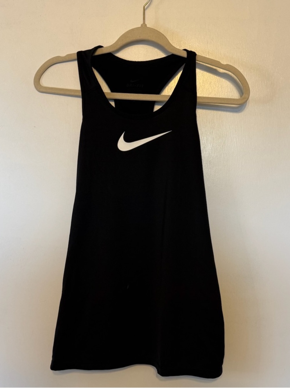 Women’s Nike Black Dri-FIT Racerback Tank with White Logo